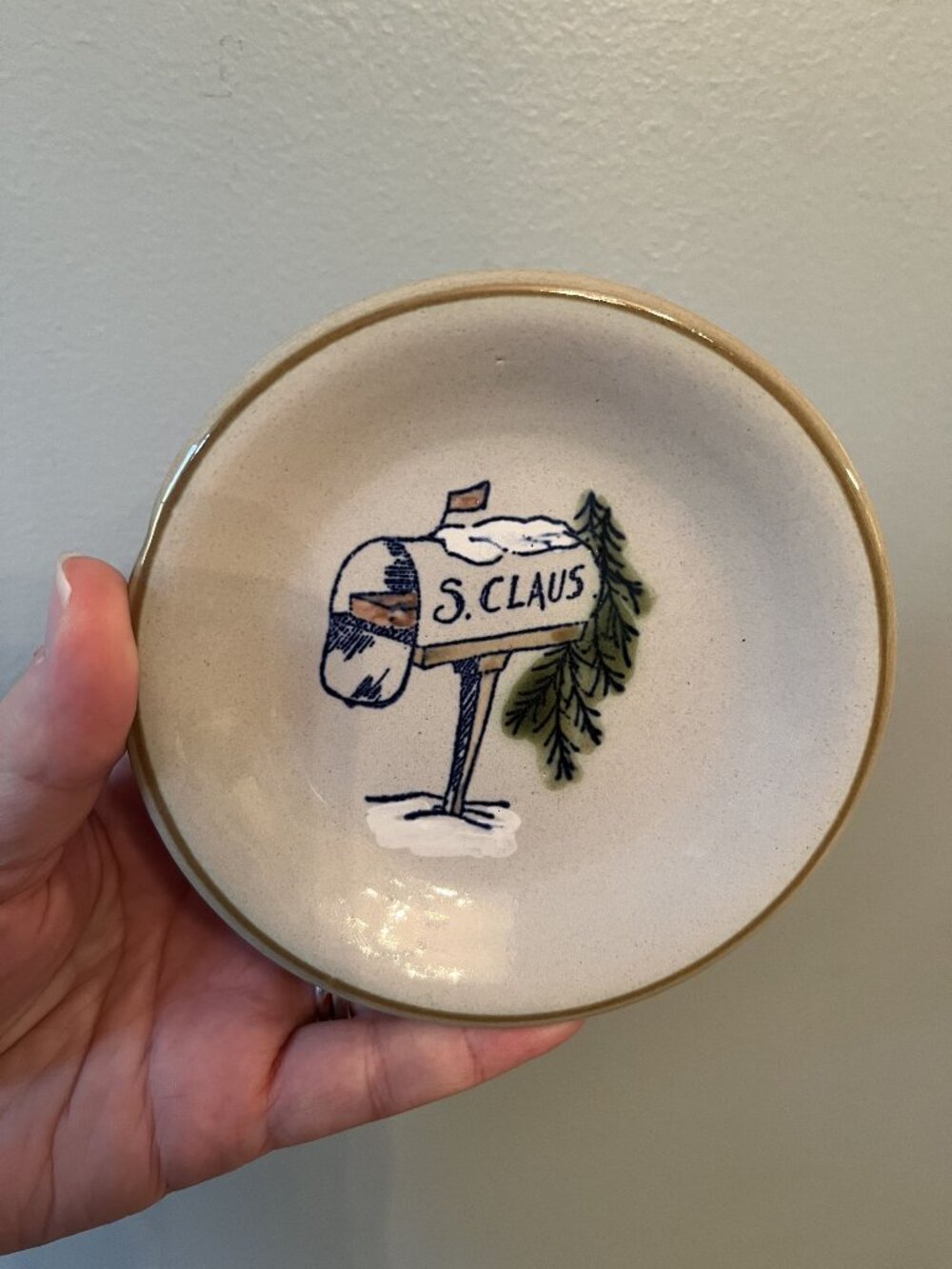 Louisville Stoneware Pottery Santa Claus Trinket Dish Christmas 5" Vintage Holid